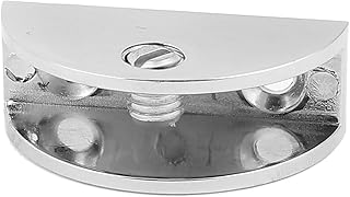 Aexit 45mm Length Fall Protection Metal Half Round Shape Brushed Glass Clamp Clip Safety Clips Silver Tone