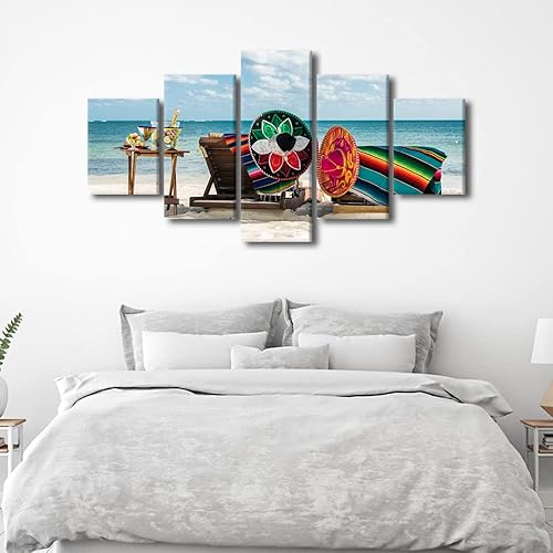 Vista 242 de TUMOVO 5 paneles de arte de pared de volcán en México, impresión sobre lienzo, paisajes naturales, cuadros para dormitorio, decoración del hogar