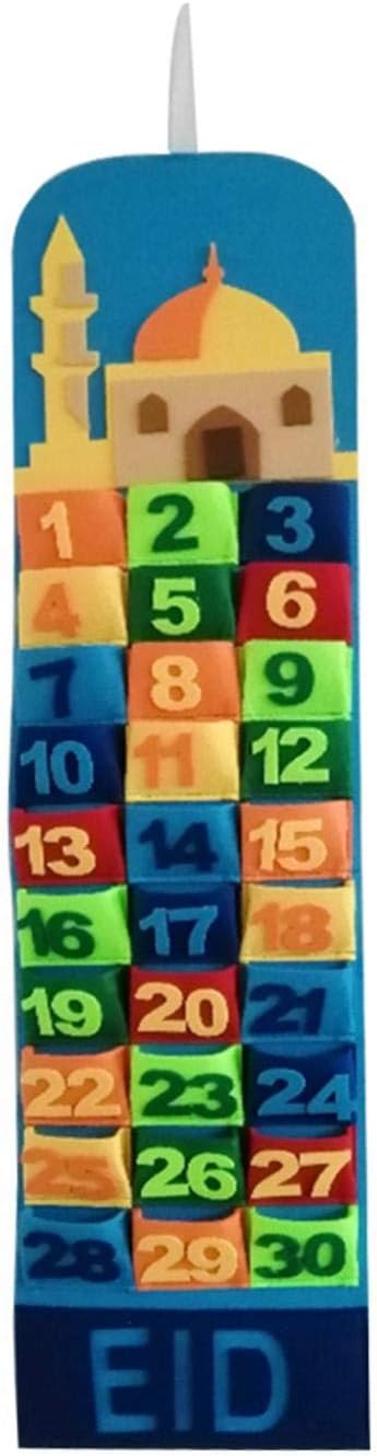 Sliveal Advent Calendar 2021 Ramadan Decorations, Ramadan Calendar 30 Days Eid Mubarak Hanging Felt Countdown Calendar for Festival Party Decor