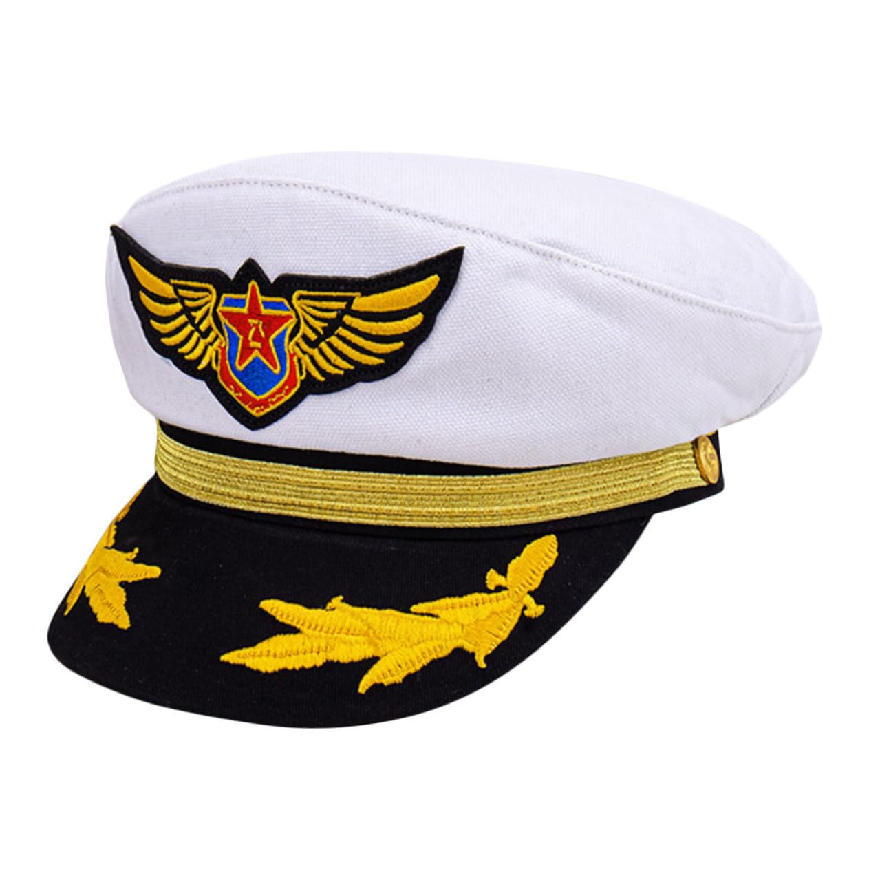 KICHOUSE Captain Hats for Boys and Girls Boat Hat Gold Embroidered Detail Stage Performance and Party Accessory