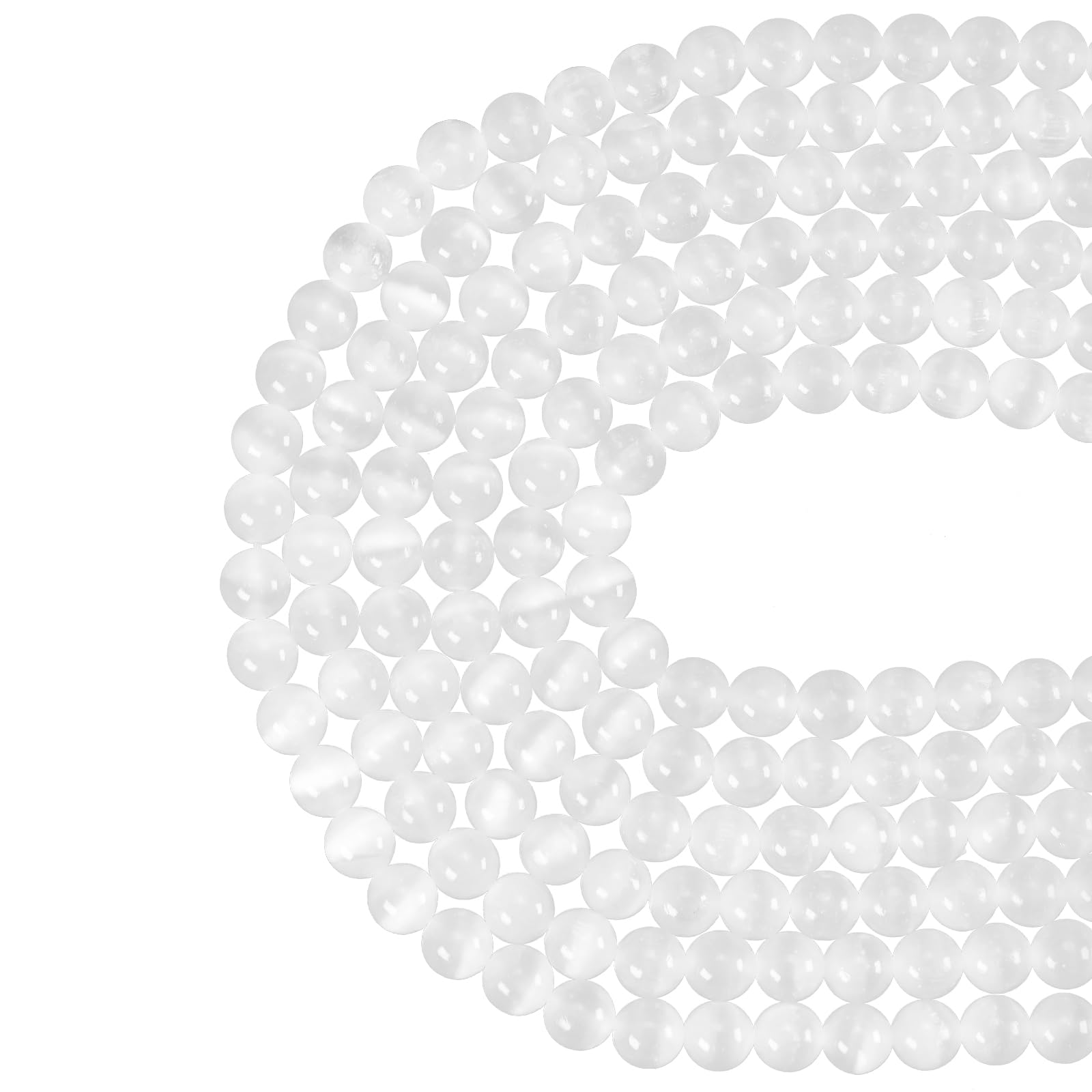 Ouubuuy Selenite Crystal Beads, 8mm Round, 45pcs, Perfect for Jewelry Making Crafting, DIY Gifts, White, 8 mm - Image 2
