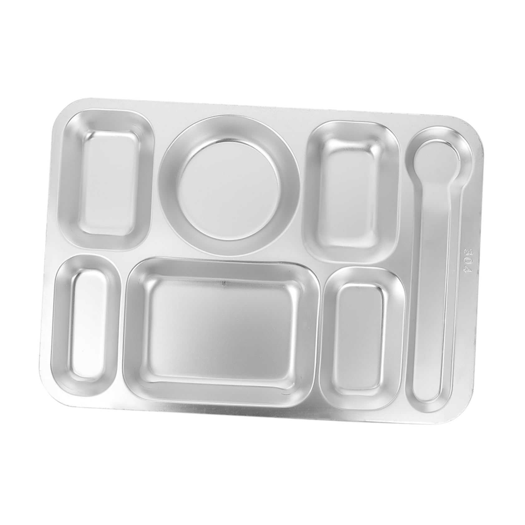 Cabilock 1Pc Stainless Steel Lunch Compartment Plate Section Serving Tray for Camping Picnics and Family Dinners Resistant Wear Resistant Silver Color