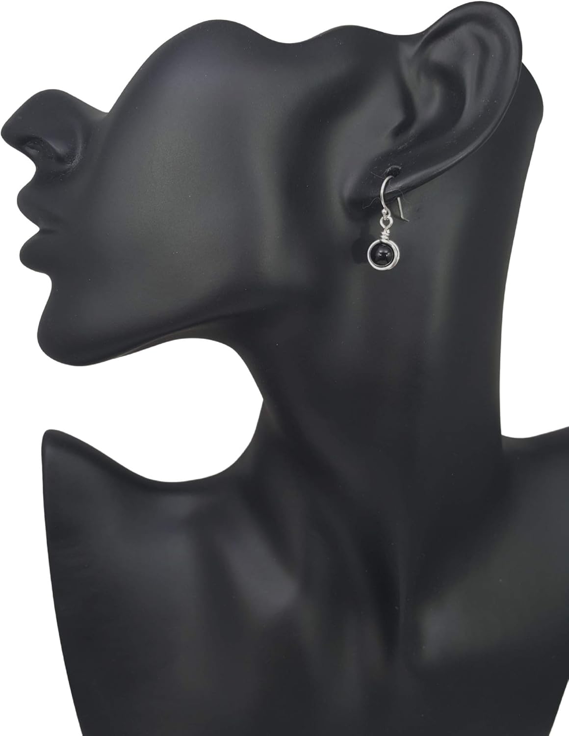 Sterling Silver Black Onyx Drop Earrings, Handmade Natural Gemstone Dangle Jewelry