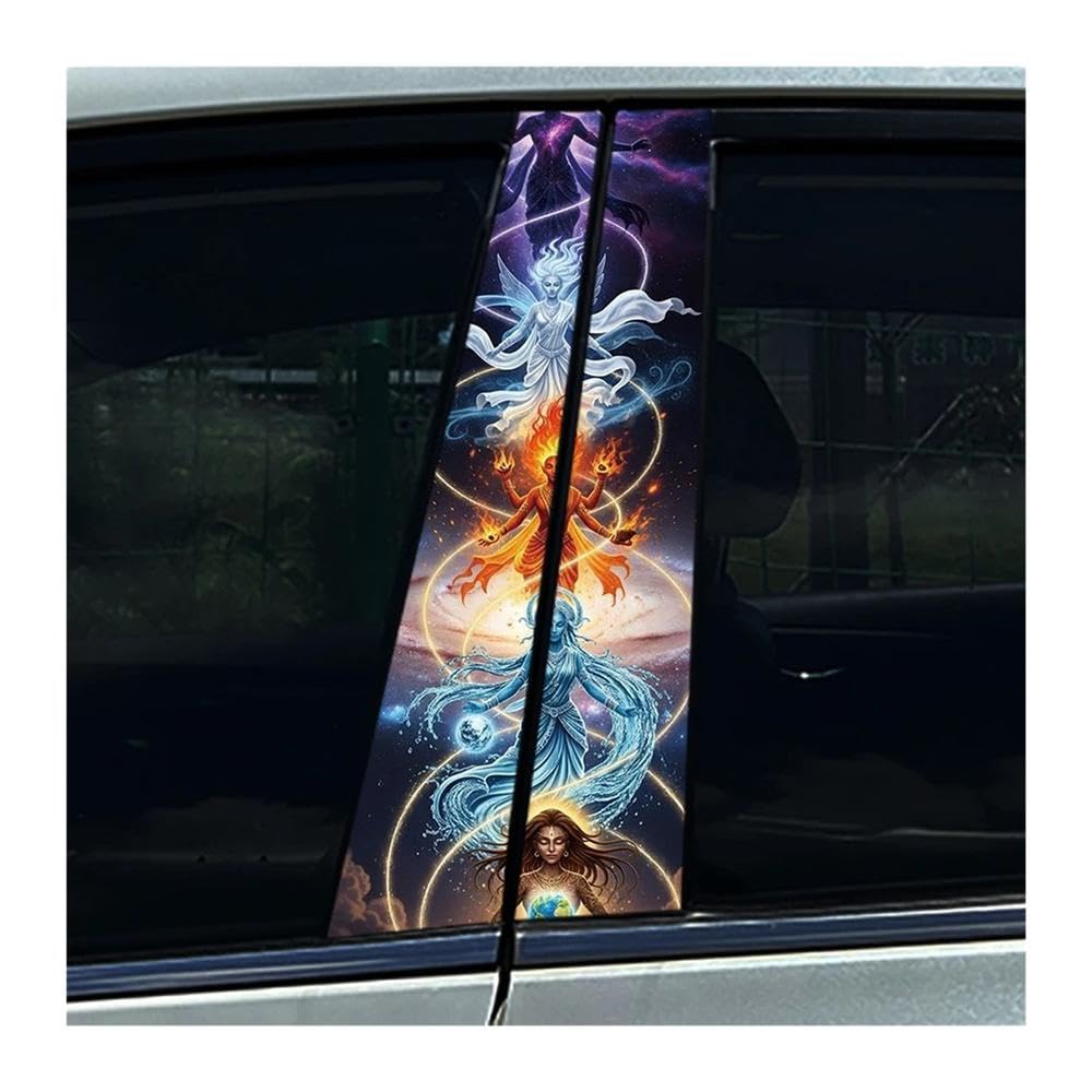 Bertdcx Type A Creative Planet Colourful Car Stickers Diy Car B Pillar Cover Scratches Auto Parts(Type A)