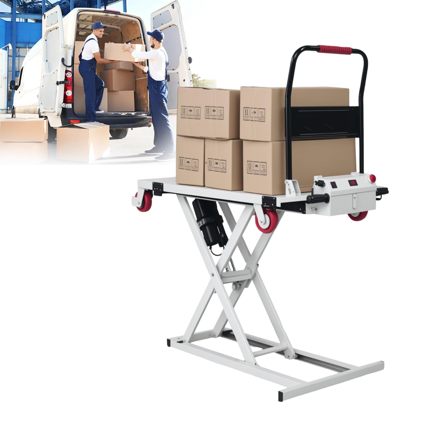 Piattaforma di sollevamento idraulica compatta, capacità 299,4 kg, altezza di sollevamento 80 cm, sollevatore elettrico a forbice per riparazione auto, officina garage