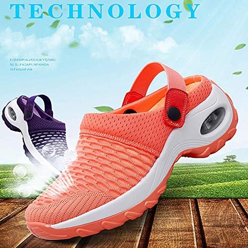 FTIK Mesh Orthopedic Walking Sandals, Air Cushion Sandals, Womens Walking Shoes Slip On Lightweight Breathable Ladies Comfy Casual Slipper Mesh Tennis Sandals Outdoor Gym Running Sneakers 36 Orange