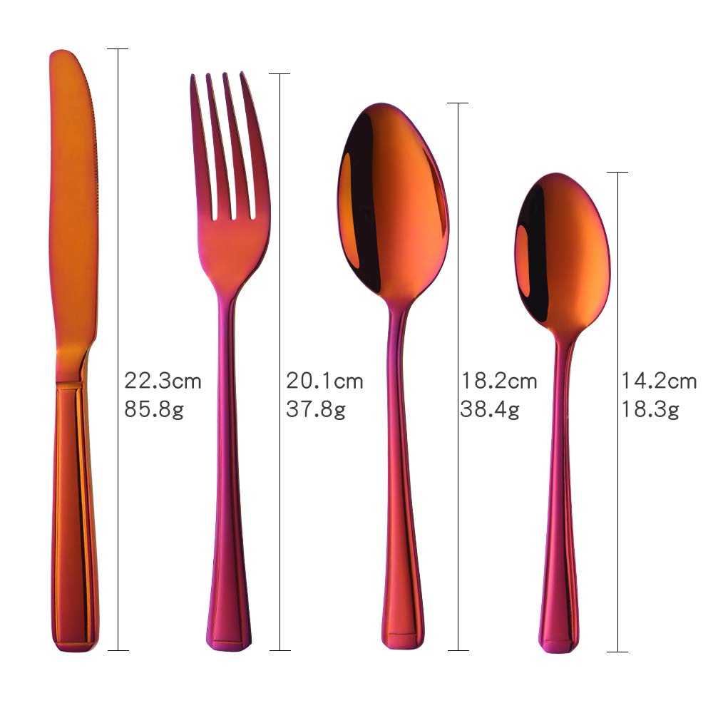Buyer Star Besteckset Edelstahl Grundgeschirr Regenbogenrot Cutlery Set für 6 Personen