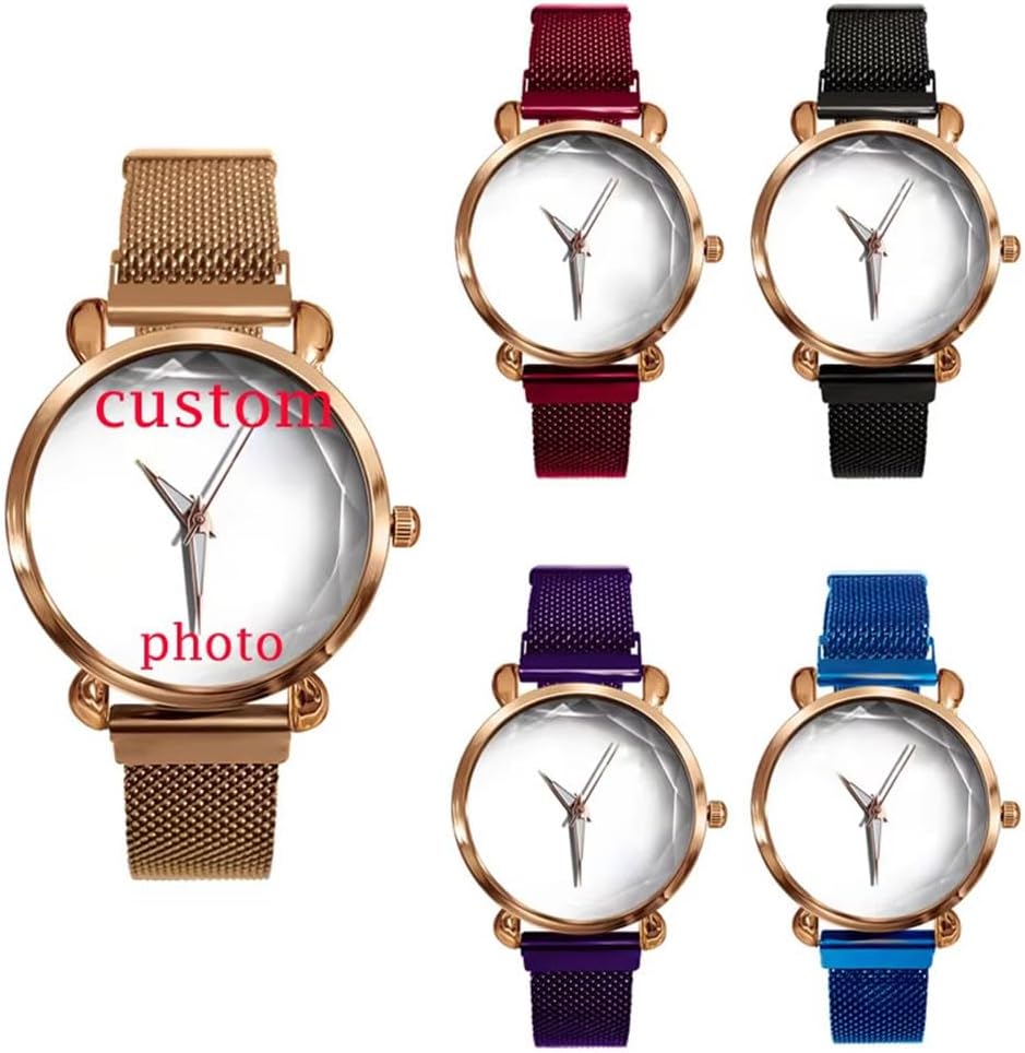 Personalized Photo Watch for Women, Custom Picture Quartz Watch with Stainless Steel Band, Unique Gift for Family, Friends, Graduation, Birthday, Anniversary