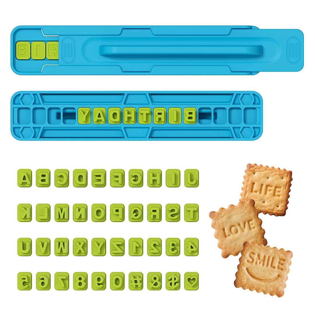 Formine per Biscotti Lettere e Numeri, Set di timbri per biscotti con lettere e numeri, per decorare torte, biscotti e pasta di zucchero, ideale per feste e regali - 1