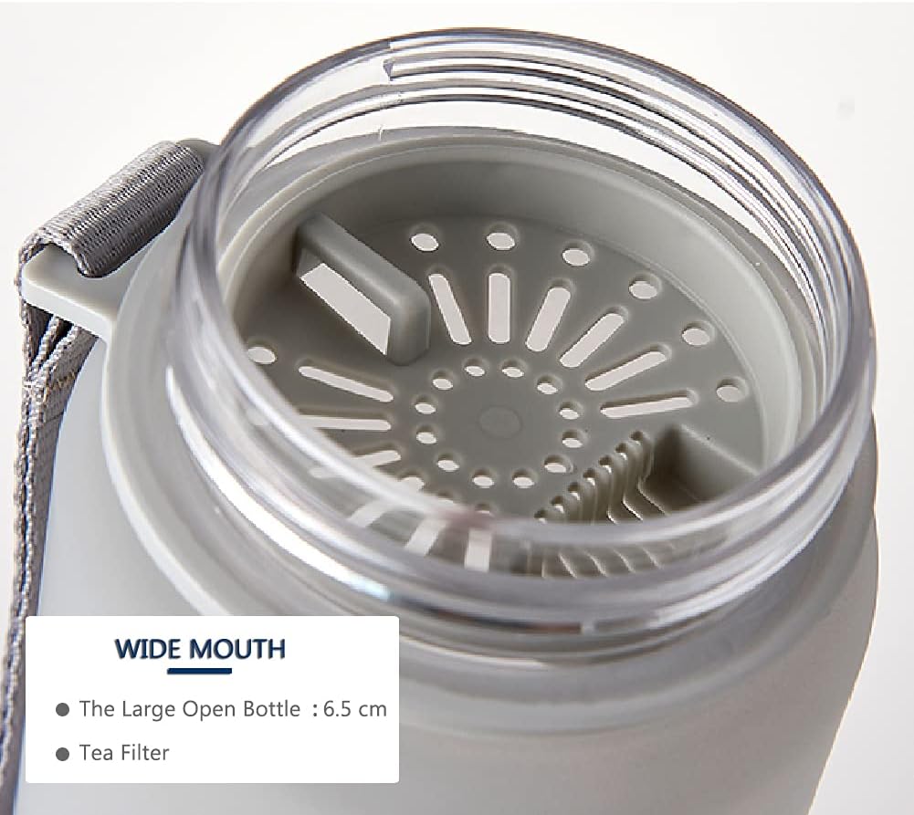 DEARART 32oz Grey Multicolor Water Bottle, Detachable Straw Wide Mouth Motivational & Time Marker with Handle Easy Carried, Suit Travel Office Yoga Gym School Work etc. - Image 5