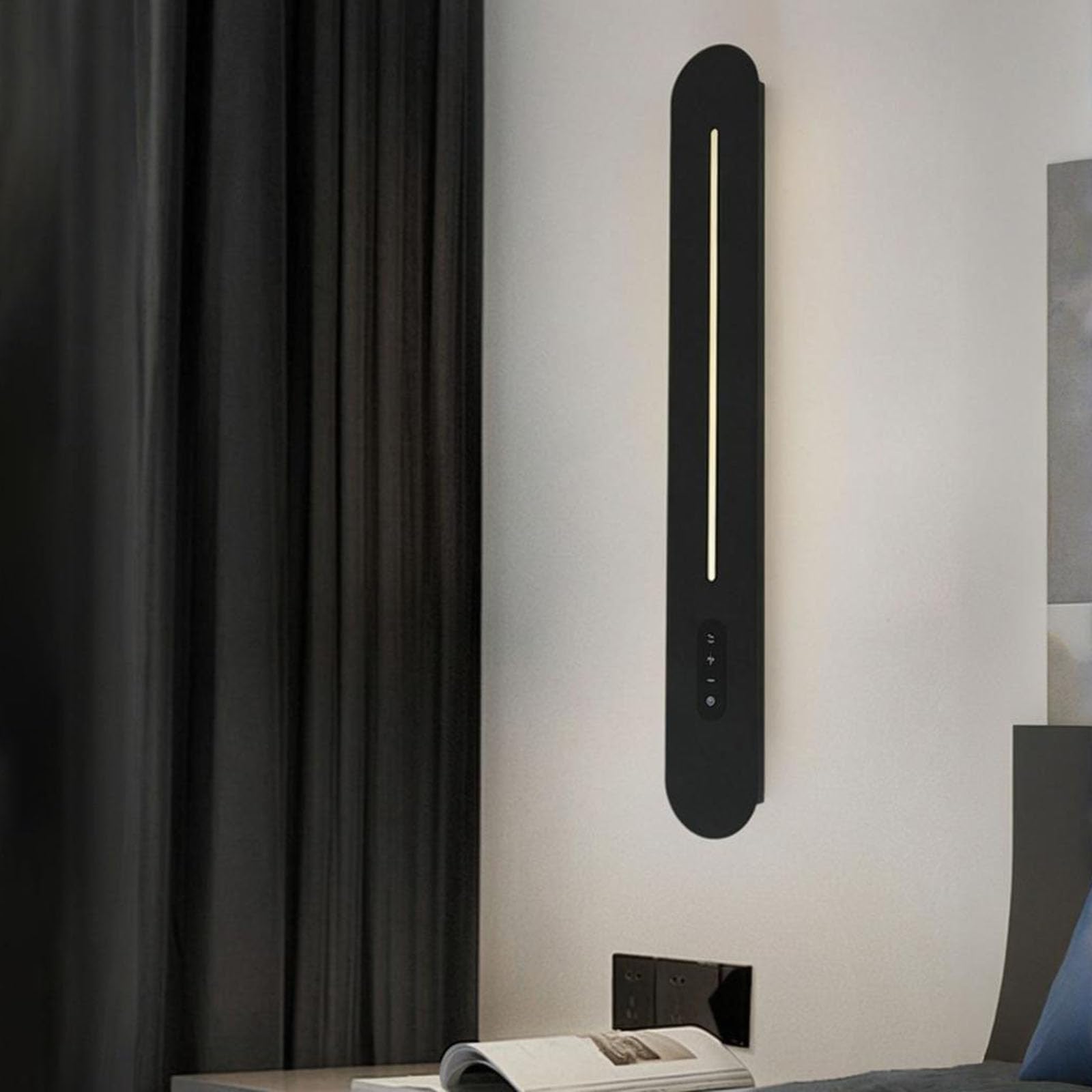 Lámpara de pared moderna negra de 80cm interior táctil regulable 7
