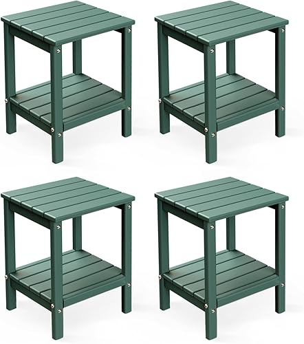 Miniatura 38 de GREENVINES Adirondack - Mesa lateral para exteriores, 14 x 13 pulgadas, plástico HDPE, para todo tipo de clima, ártico, mesas auxiliares exteriores