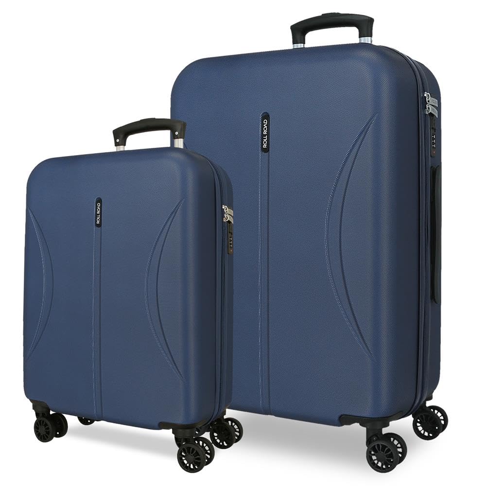 ROLL ROAD Joumma Formentera Marine Luggage Set 55/65 cm Rigid ABS Integrated Combination Padlock 91L 6.05kg 4 Double Wheels Hand Luggage