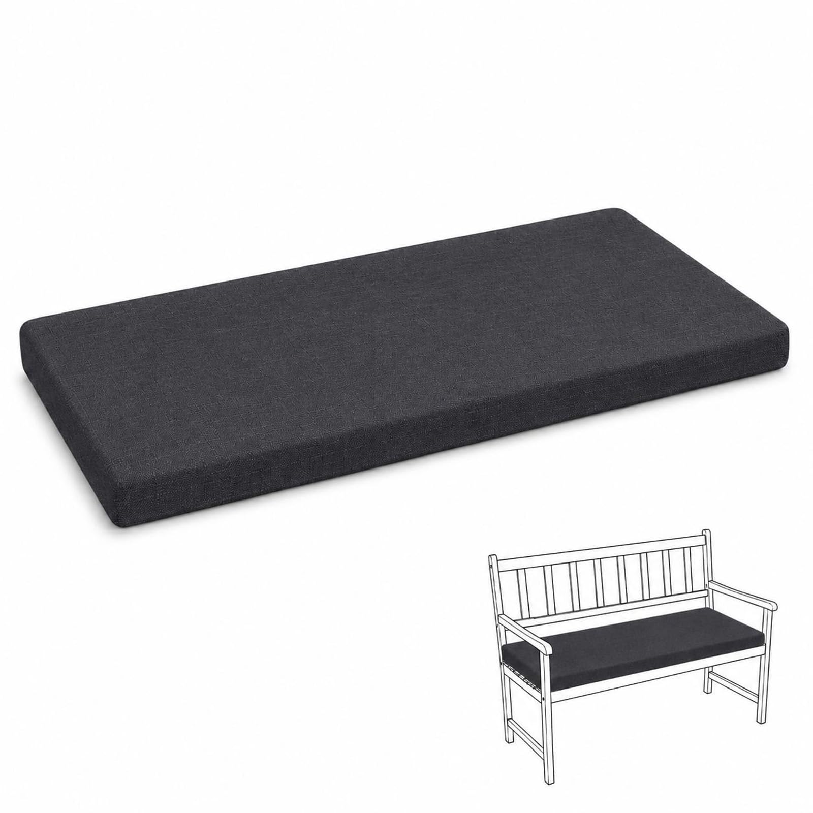 PTKG Long Cushion Linen Fabric Washable 2 Seater Bench Cushion
