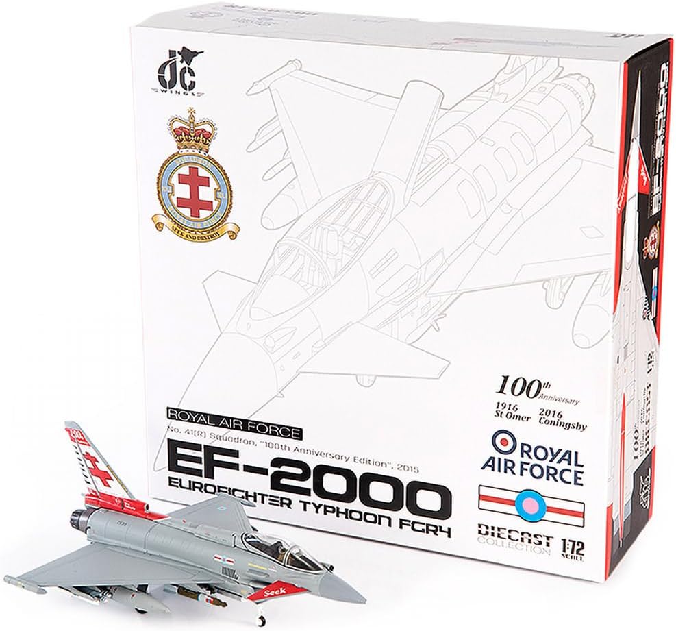 Motor city classics JC Wings | 1:72 Scale Model Military Aircrafts | EuroFighter EF-2000 Typhoon FGR4, Royal Air Force, No. 41(R) Squadron, 100th Anniversary Edition, 2015 | Model JCW-72-2000-010