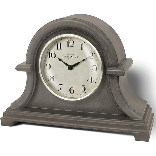 Gray Oak Farmhouse Mantel Clock