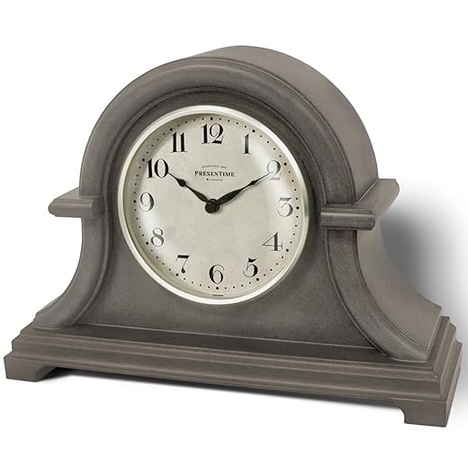 Presentime & Co. Mantel Clock Vintage Farmhouse Series, Napoleon Desk & Shelf Clock, 13 x 10 inch