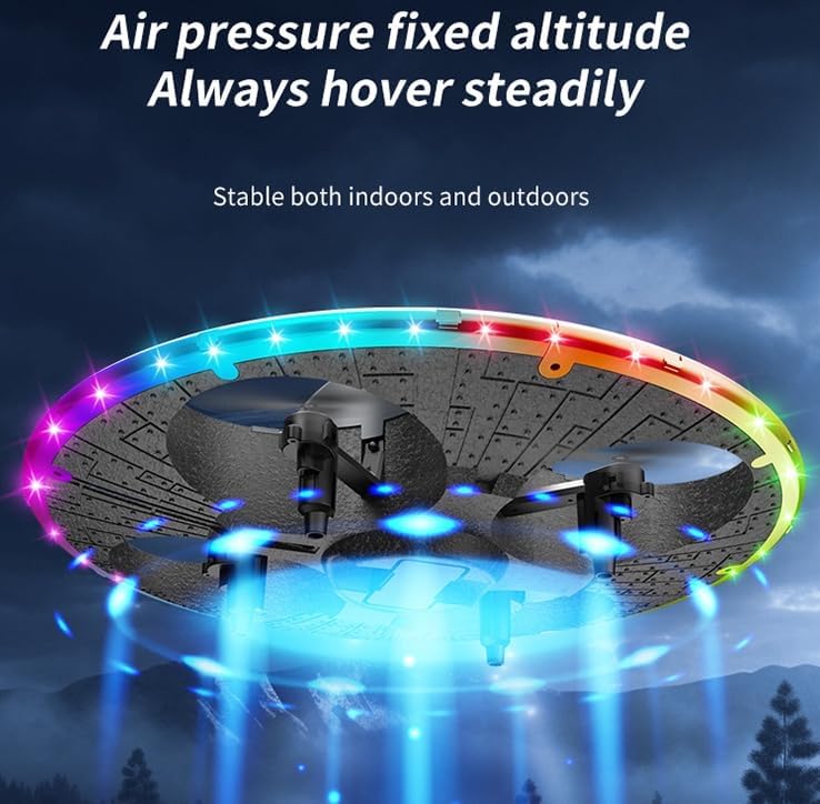 Round Foam RC UFO Drone with Camera, Multi-Color LED Lights (Color Switching), 360° Flips, Speed Adjustment, Remote Control Plane Helicopter, One-Key Takeoff/Landing, Beginner-Friendly FPV Quadcopter Airplane (Silvery) - Image 6
