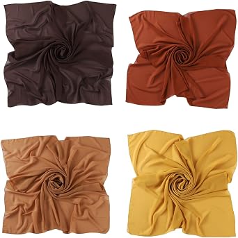SYANKANGXIAO 4 Pieces 43Inch Square Scarf Shawls for Women Muslim Plain Wrap Hijab Head Scarf Turban