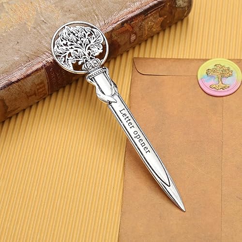 Miniatura 3 de JKJF 2 piezas de abrecartas abrecartas abrecartas de metal cortadora de sobres para oficina en casa escuela - plata y oro