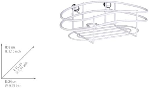 Diagram showing dimensions of Wenko Classic Plus Wall Shelf: H: 8 cm (3.15 inch), D: 15 cm (5.91 inch), B: 24 cm (9.45 inch)