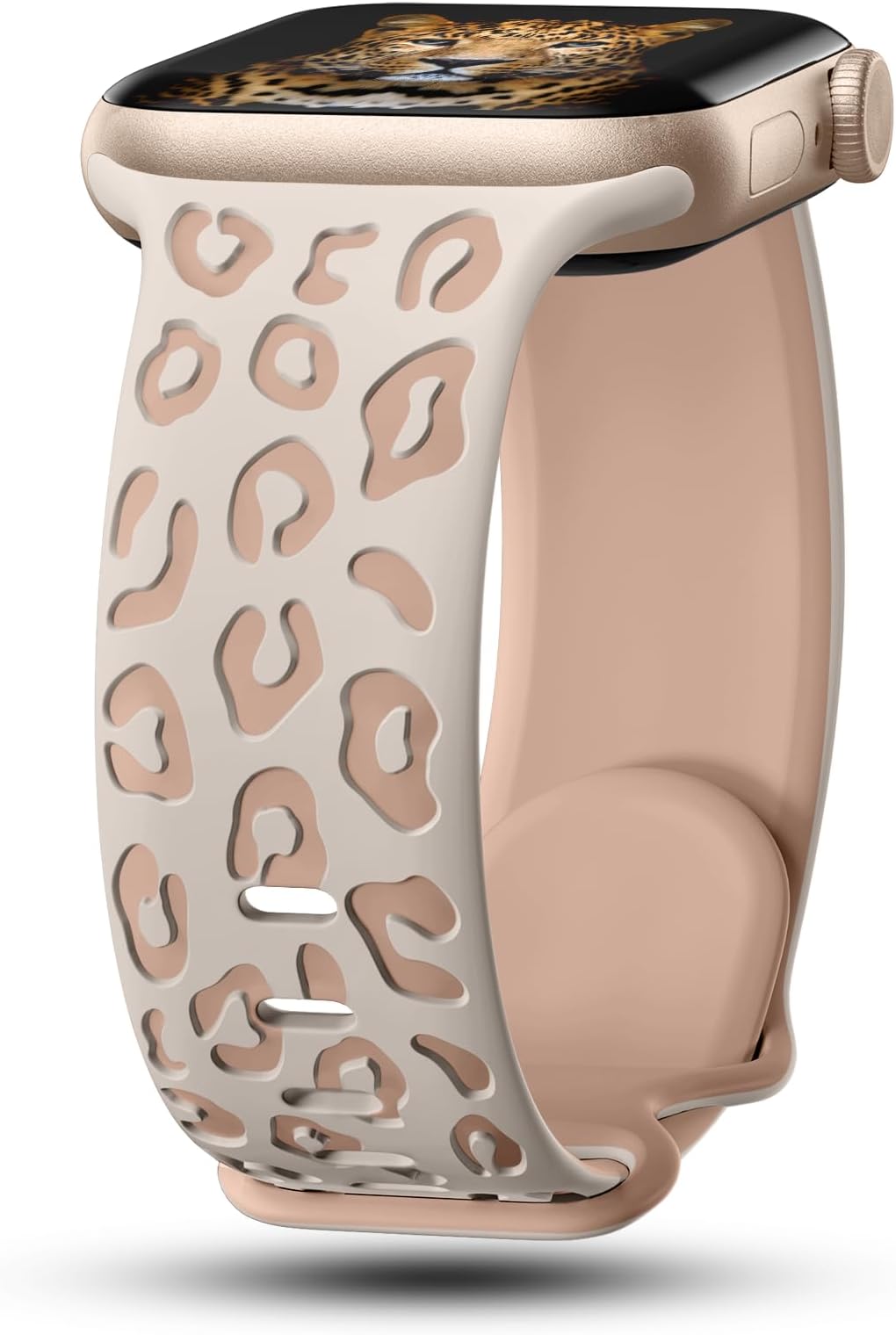 CreateGreat Engraved Leopard Bands Compatible with Apple Watch Band 40mm 41mm 38mm 42mm 44mm 45mm 46mm 49mm Women, Silicone Cheetah Designer Strap for iWatch Series 10 9 8 7 6 5 4 3 2 SE Ultra