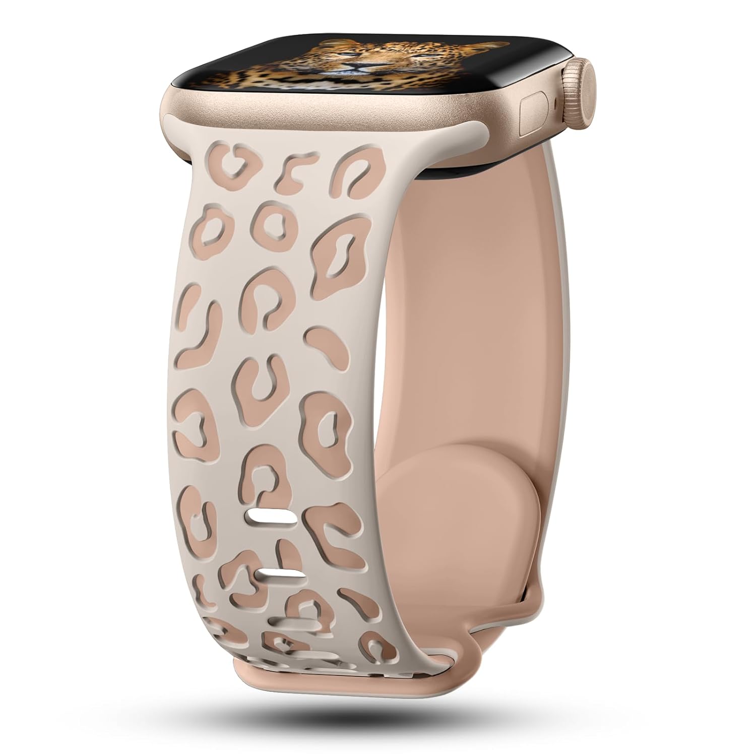 CreateGreat Engraved Leopard Bands Compatible with Apple Watch Band 40mm 41mm 38mm 42mm 44mm 45mm 46mm 49mm Women