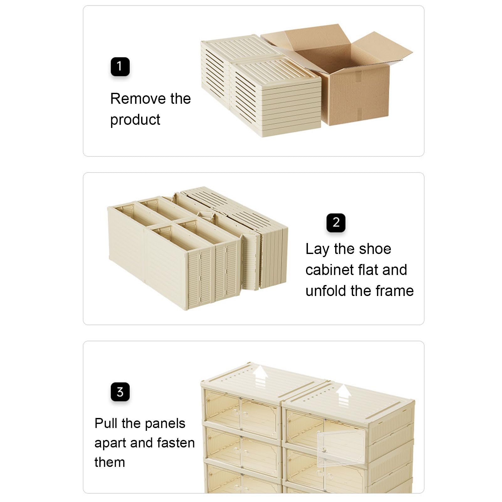 Caja de zapatos plegable apilable con tapa magnética transparente, contenedor de zapatos a prueba de polvo para ropa y juguetes, solución de organización de 6 niveles