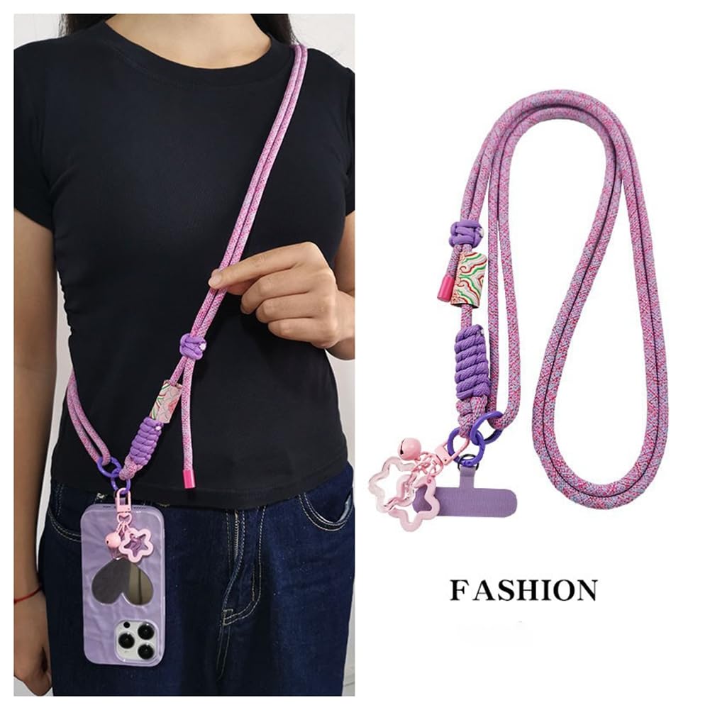 Uniwersalna smycz na telefon komórkowy, regulowana smycz do zawieszenia, pasek na telefon komórkowy z nylonu, do każdego smartfona, z łatką, uniwersalna smycz do telefonu crossbody, czerwona