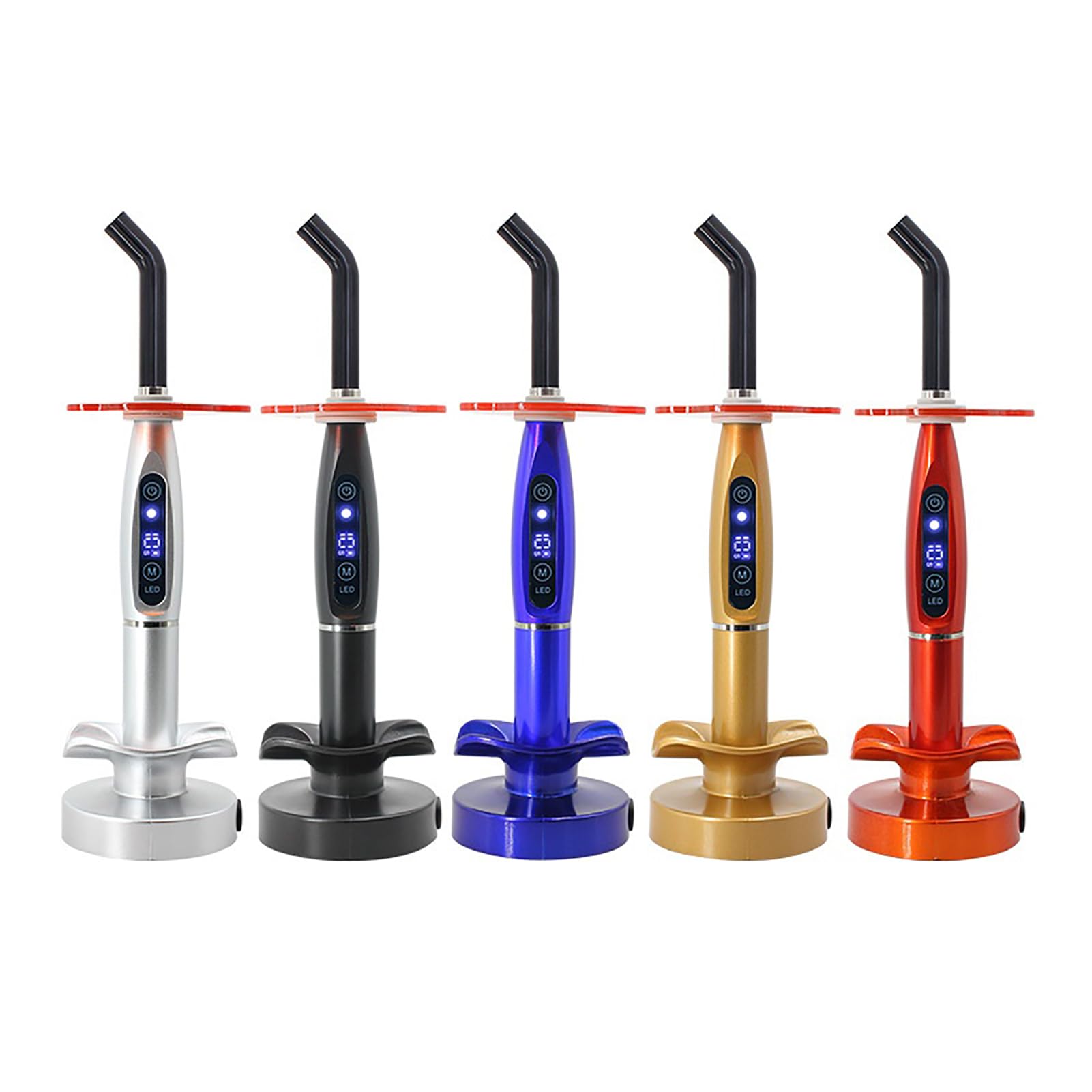 Lampada polimerizzatrice Dentale, Lampada LED Wireless ad Alta luminosità, Tre modalità di Funzionamento Disponibili/polimerizzazione in 5 Secondi, con Display LCD OrangeRed