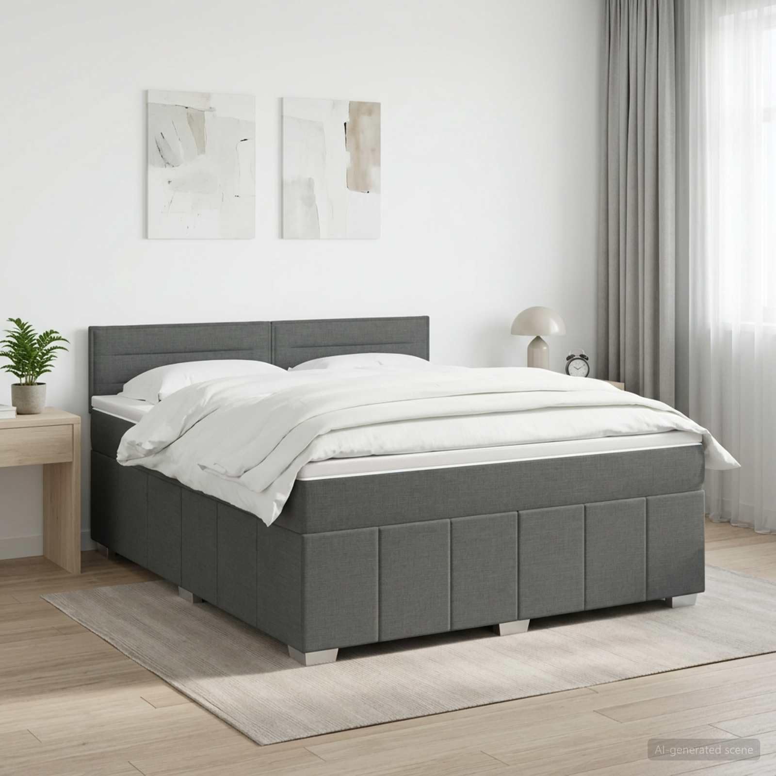 Boxspringbett mit Matratze dunkelgrau 160 x 200 cm