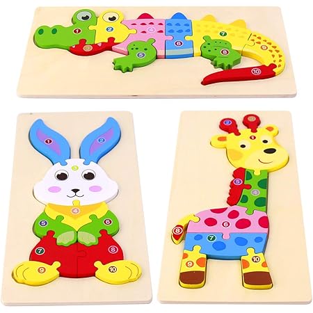 Amazon パズル 幼児 知育玩具 積み木 パズルブロック 木製パズル 動物 人気 おもちゃ 出産祝い お誕生日プレゼン 男の子 女の子 1 2 3 歳 木製パズル おもちゃ