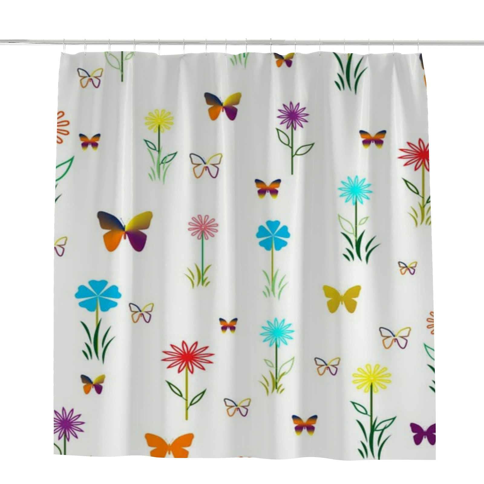 Rideau de douche coloré fleurs et papillons pour une ambiance zen et chaleureuse