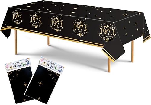 Mantel de plástico para fiesta 50 2 piezas de 54 x 108 pulgadas, mantel de vinilo desechable, impermeable, vestido de mesa rectangular para mujeres