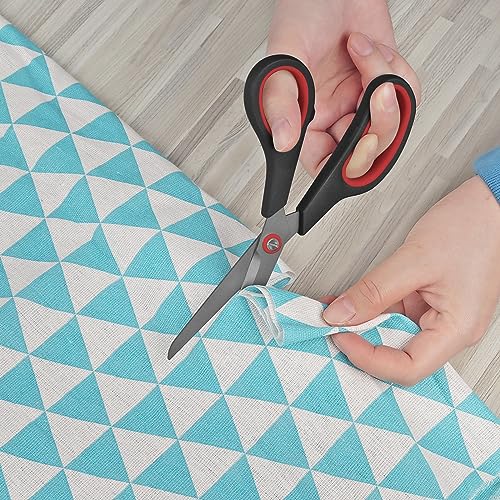 Image of KUONIIY Ultra Sharp Titanium Coated Scissors with Comfortable Multi Purpose Handles, Red Black, 19.5cm