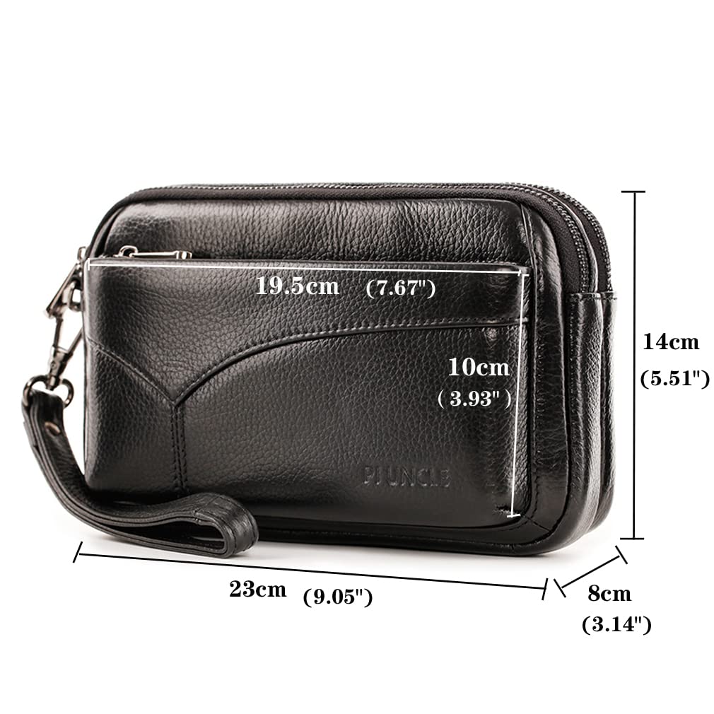 Bolso de mano de cuero Billetera para hombre Soporte de pulsera Bolsa de muñeca Paquete Bolso de negocio.., 03-Negro