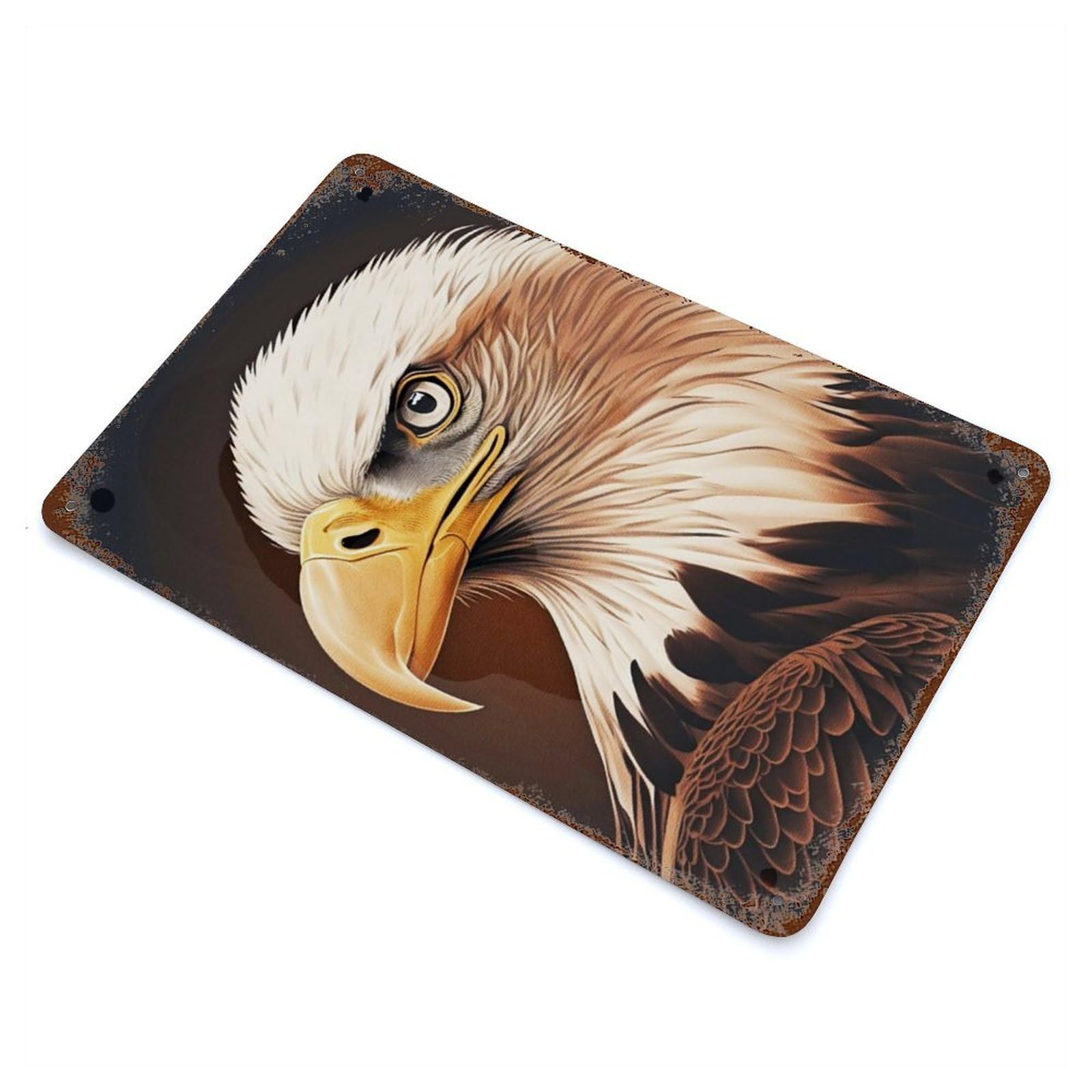 Painting Oil Eagle Distressed Metal Wall Sign 11.8"x7.9", for Farmhouse, Kitchen And Entryway Decor, Rustic Home Decor
