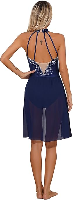 Vestito Da Danza Donna 2 Pezzi - Crop Top E Gonna, Con Strass, Per Danza Latina E Pattinaggio - Foto 11