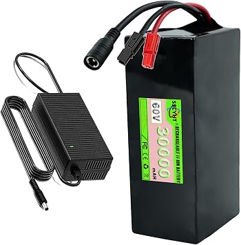 60V Lithium Battery 60V 20Ah 15Ah 25Ah 12Ah Lithium Ion Battery 60V 30Ah 10Ah Rechargeable Battery 60V Li-ion Battery for 250W - 1800W Motors with Charger,60v30ah Anderson