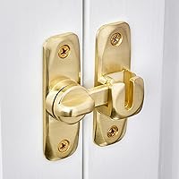 Vista 4 de 2 paquetes de pestillos para puerta de granero, cerradura de puerta de ángulo recto de 90/180 grados en oro, pestillo de puerta de ángulo recto