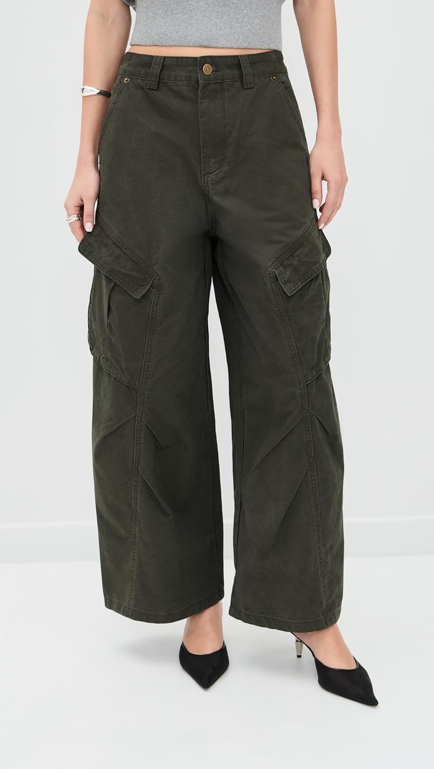 Pixie Market Women's Olive Cargo Pants - Image 2