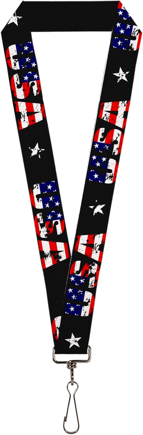 Buckle-Down Lanyard - 1.0" - Usa W/star Black/us Flags Accessory