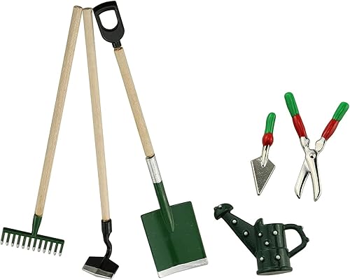 6 piezas 1:12 miniatura casa de muñecas herramientas de jardín palas en miniatura, regadera, mini casa de muñecas, accesorios de trabajo [FDXGYH]