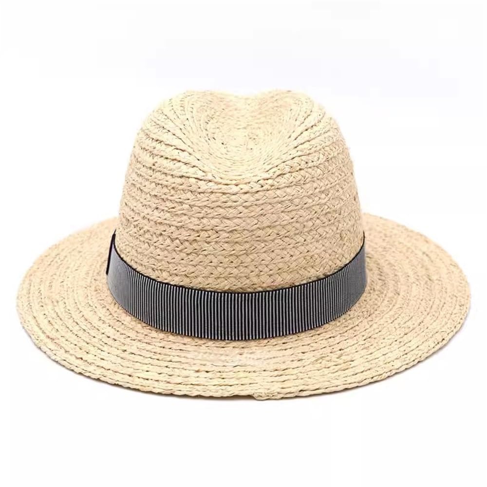 Cappello di Paglia da Uomo Cappello a Bombetta con Tesa Larga in Paglia da Uomo per attività All'aperto