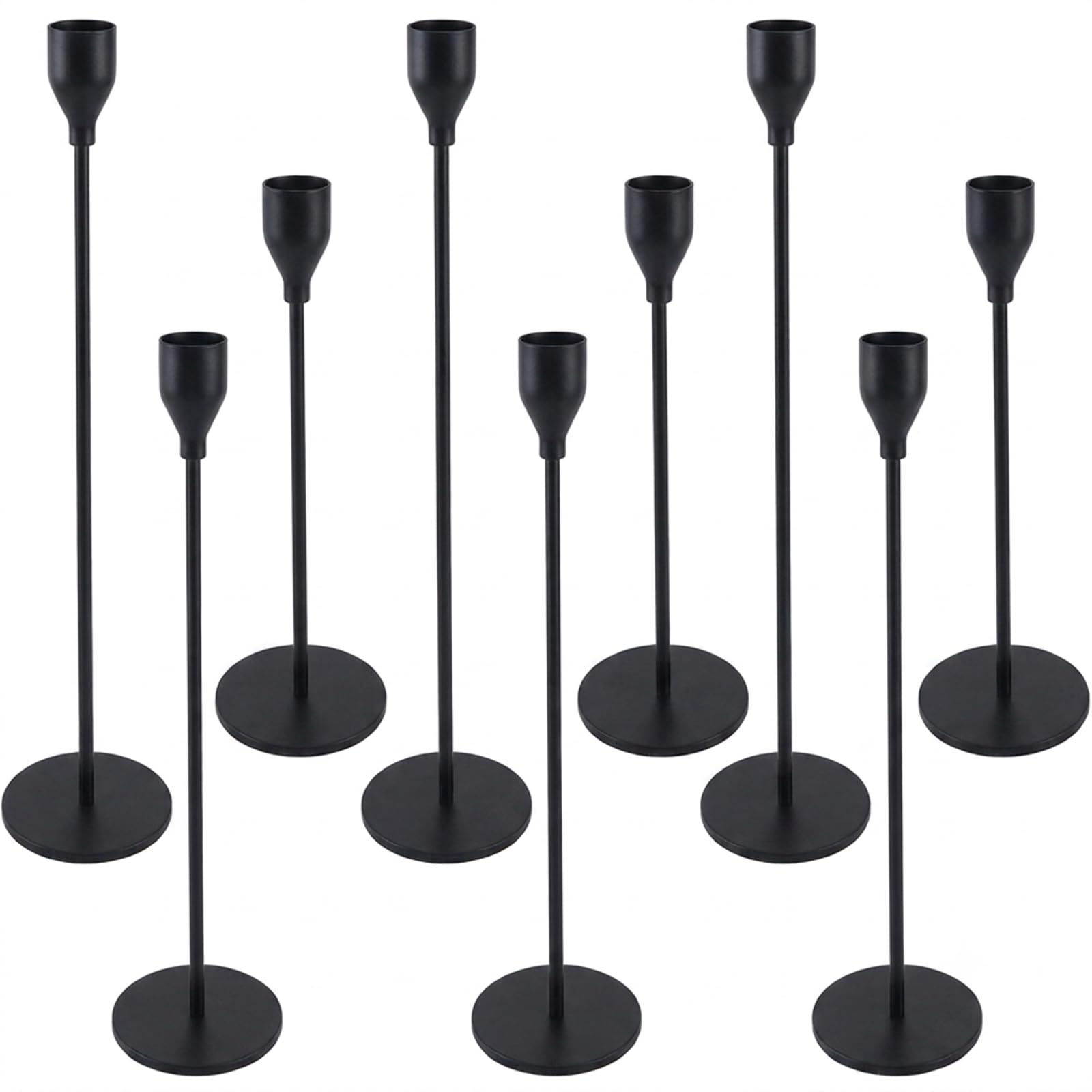 Dazhtu 9 Packs Candlestick Holders for Taper Candles, black Taper Candle Metal Candle Stand Holder, Elegant Candlestick Holders for Home Party Living Room,Party, Candlelight Dinner