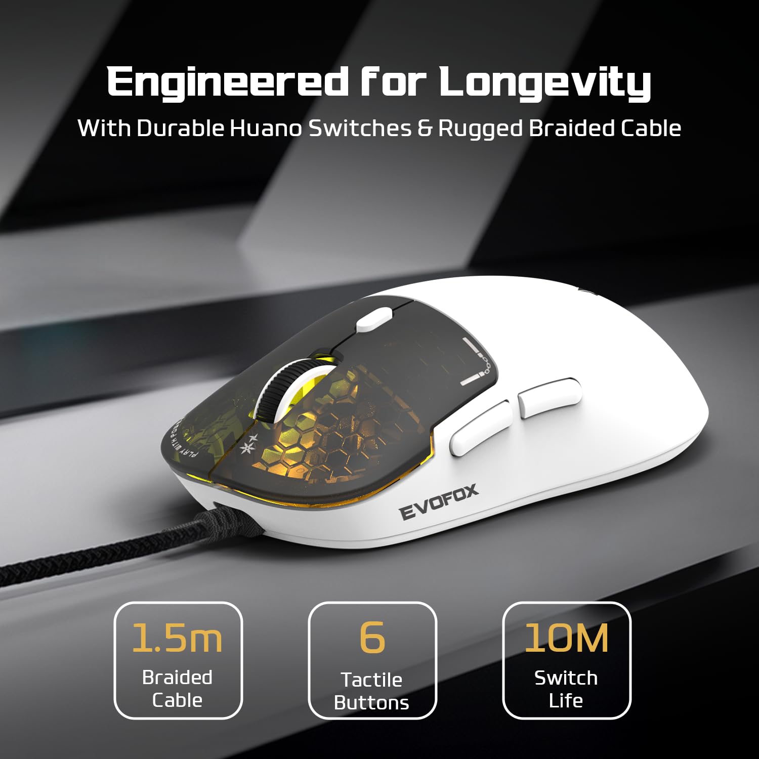 EvoFox Phantom Air Ultra Lightweight Gaming Mouse 54g | Upto 1000Hz Polling Rate, 7000 FPS, 12800 DPI | Honeycomb RGB Lighting | Fully Programmable with Windows Software & On-Board Memory | White — Amazon image 6