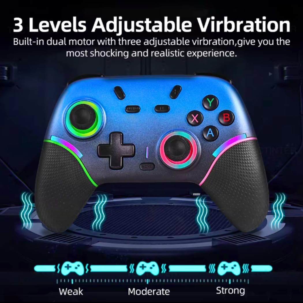 Image illustrating three adjustable vibration levels: Weak, Moderate, and Strong
