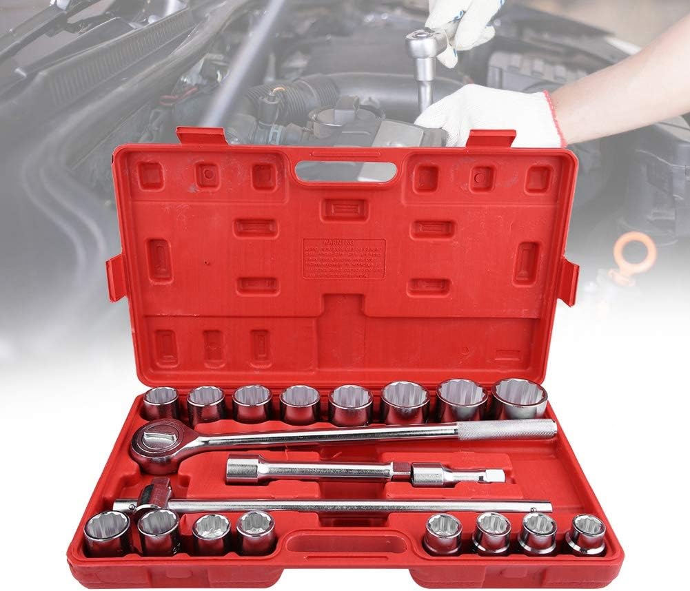 Qiilu Standard Drive Socket Wrench Spanner Set Car Truck Repair Tools