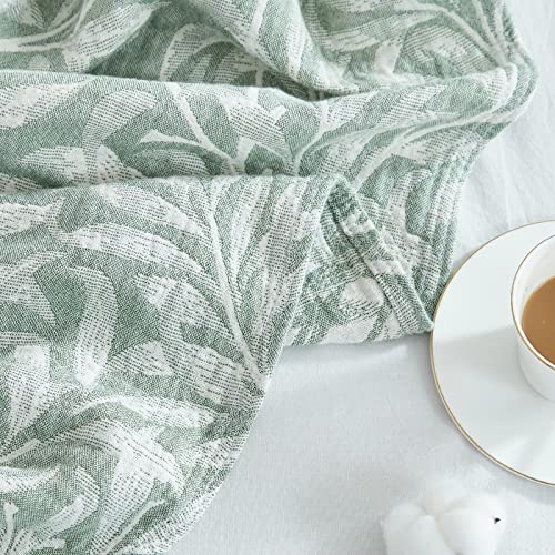 Jinchan Green Throw Blanket For Couch Leaf Throw Blanket Cozy Cotton Blanket Spring Blanket Twin Size Breathable Bed Decor 3 Layer Coverlet Soft Blanket Baby Kids Gift 60X80 Inch #TOP5
