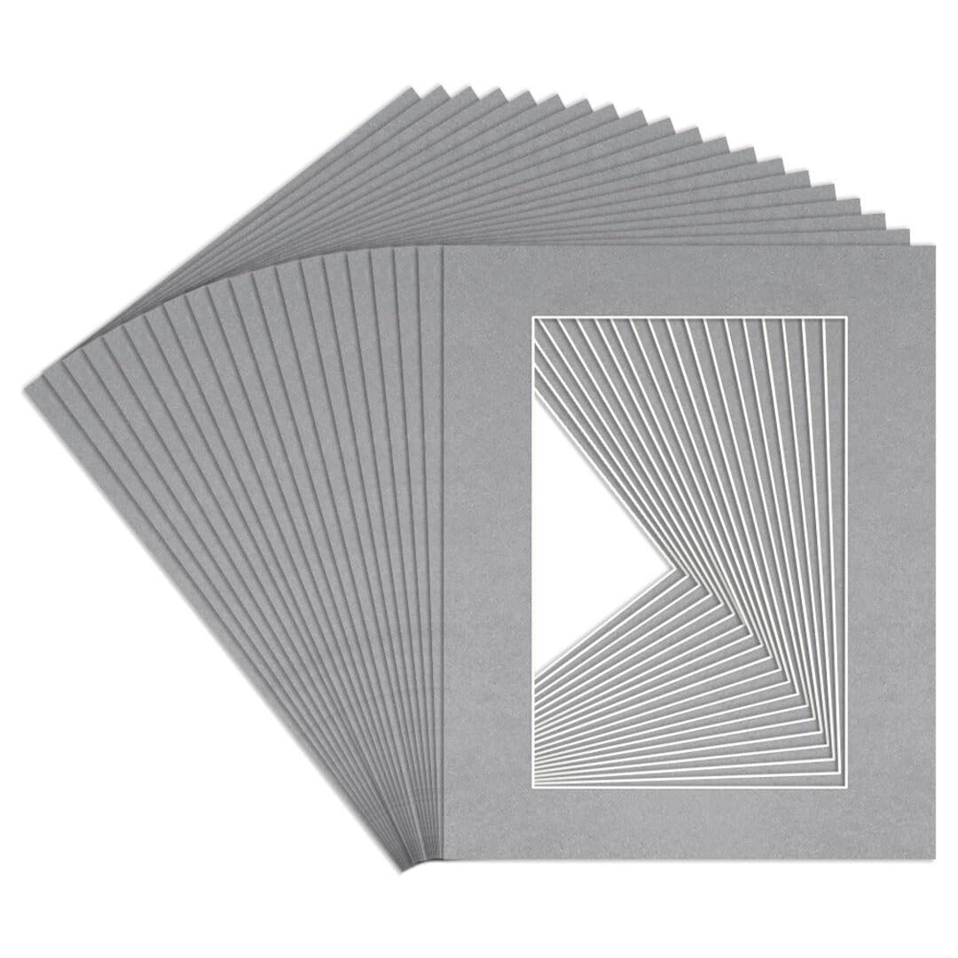 Procut Global 20x16" Silver Picture Mounts to Fit 15x10" Aperture - Precision Cut Cardboard Photo Mount - Ideal for Frames, Prints, Artwork & Certificates - Sizes & Colours Available - 20 Pack — image 1